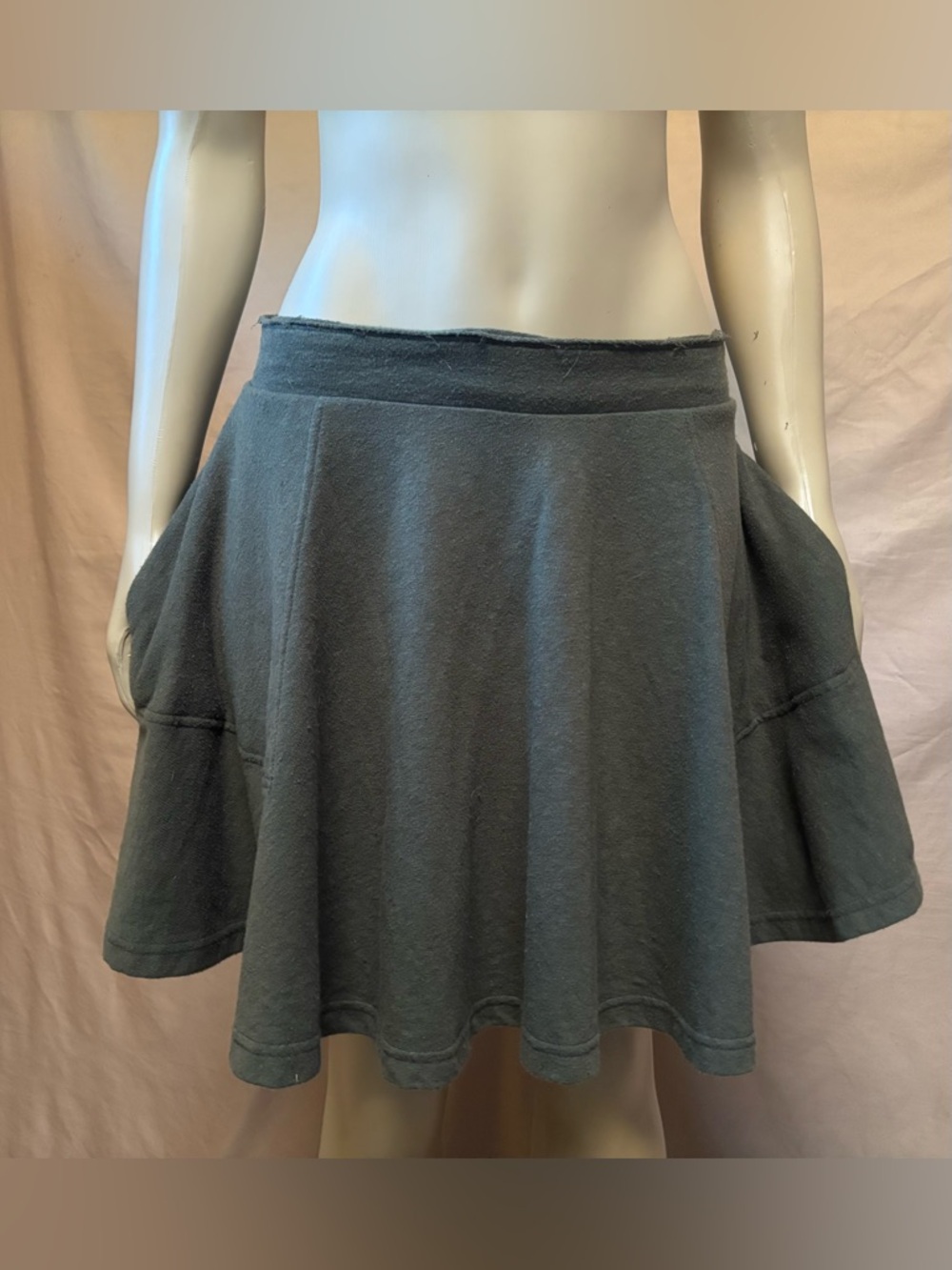 We the Free Olive Knit Flared Skirt